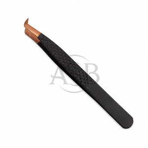 Pinzas para Pestañas Negras con Puntas de Oro Rosa, Agarre de Diamante, Precisión, Acero Inoxidable, Pinzas para Extensión de Volumen, Pinzas para Pestañas de Alta Calidad - Product Image 2