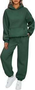 Trendy Womens Hoodie and Trouser <b>Set</b> Casual Two Piece Tracksuit Soft Cotton Fleece Jogger Outfit Comfortable Winter Loungewear - Product Image 2