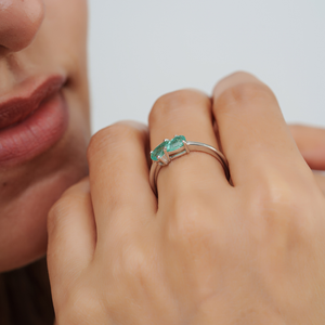 New Arrivals 925 Sterling <b>Silver</b> Two Stone Genuine Pear Cut <b>Emerald</b> Gemstone <b>Ring</b> May Birthstone <b>Ring</b> Daily Wear - Product Image 4