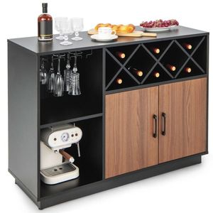 Buffet industriel avec porte-bouteilles amovible et porte-verres pour espace bar - Product Image 1