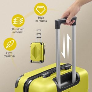 Valigia Trolley 3-in-1 Stile Classico 20 Pollici Giallo Crema con Strisce Diamantate in Gomma Impermeabile con Cerniera in Poliestere per Viaggi - Product Image 5