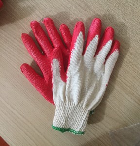 Red Nitrile Coated Cotton Garden <b>Gloves</b> Knit Wrist Anti-Slip Work Protection - Product Image 5