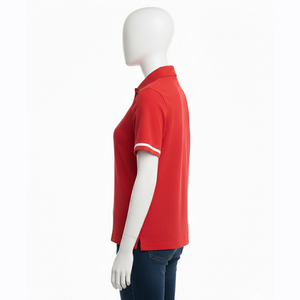 Quick Dry Breathable Eco-Friendly Anti-Wrinkle Summer Women's Bamboo/Cotton Knitted Turn-down Collar Short Sleeve T-Shirts - Product Image 4
