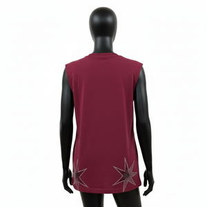 Débardeur sans manches pour femme en jersey de coton marron, coupe décontractée, avec motif graphique en strass et logo personnalisé, chemises en coton sans manches pour femme - Product Image 2