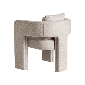 Sillón Contemporáneo de Teca, Sillón Tapizado con Brazos Curvos, Asiento Cómodo con Cojín de Soporte, para Hogar, Oficina, Hotel - Product Image 4