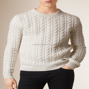 Suéter de Punto Grueso para Hombre, Estilo Aran, con Parches de Lana y Cachemira, Estilo Pescador, Antiarrugas, Antiencogimiento, Transpirable, para Invierno - Product Image 4
