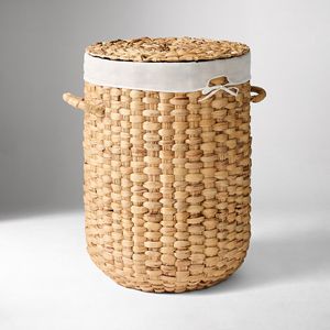 Round Water Hyacinth Laundry <b>Hamper</b> with Lid Woven Clothes Storage <b>Basket</b> with Handles Fabric Liner Eco Home Organization - Product Image 6