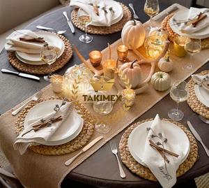 Juego de manteles individuales de jacinto de agua tejidos redondos naturales Alfombrilla de mesa de mimbre de diseño lindo para ocasiones de comedor al por mayor - Product Image 6