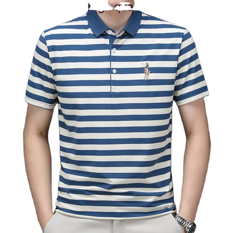 Beste Qualität Sommerkleid ung Street Wear Garn gefärbt Polo T-Shirt 100% Baumwolle T-Shirt drehen Kragen Hals T-Shirt kurze Ärmel