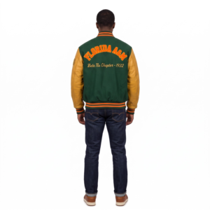 Blouson universitaire personnalisé haut de gamme pour homme en laine méltone 550 GSM et cuir de vachette, style Letterman archivistique, pour fraternités et HBCU, vêtement d'extérieur OEM - Product Image 2
