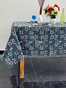 Nappe en coton indienne faite à la main, magnifique nappe en coton imprimée à la main pour mariage, nappe en coton à vendre - Product Image 3