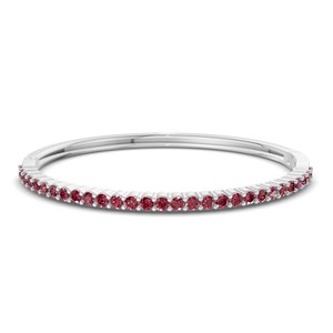 Bracelet jonc ouvrable en or blanc 14 carats avec diamant de laboratoire ronde couleur cognac cerise (1 carat) Tw. Bracelet jonc ouvrable en diamant - Product Image 2