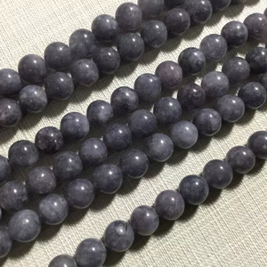 ลูกปัดหยกสีเทาหมาชานทรงกลมสองเส้นเต็มเส้น สำหรับทำเครื่องประดับ DIY ขายส่ง - Product Image 1