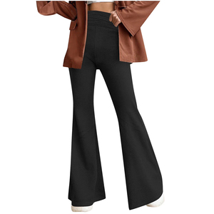 Leggings Deportivos Acampanados de Alta Calidad al por Mayor, Pantalones de Yoga Negros con Cintura Elástica, Transpirables, Antibacterianos y sin Costuras para Mujer - Product Image 3