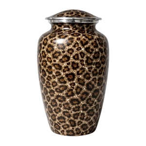 Urna Funeraria de Metal Hecha a Mano con Estampado de Leopardo de las Nieves - Urna Funeraria Decorativa Premium para Adultos - Recipiente Conmemorativo para Cenizas Humanas - Product Image 5
