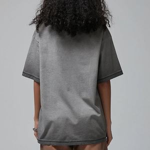 Manufacturer Custom High Quality Women 300gsm Gray Distressed Acid Washed Blank Cropped Boxy <b>t</b> Shirt - Product Image 2