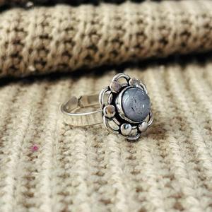 Boho Floral Moonstone Brass <b>Ring</b> Silver Plated <b>Statement</b> Gemstone Womens <b>Ring</b> For Wholesale - Product Image 5