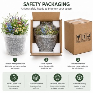Rustic <b>Zinc</b> Alloy <b>Planter</b> Vase with Fan Pattern Wildflower Arrangement Tabletop Décor Handmade for Home Hotel Decor - Product Image 5