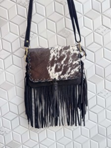 Real Cowhide Leather Western Style New Designer Fringe Bag <b>Handbag</b> Sling Bag Bohemian Fringe Bag Women's Multi Uses <b>Handbag</b> - Product Image 1