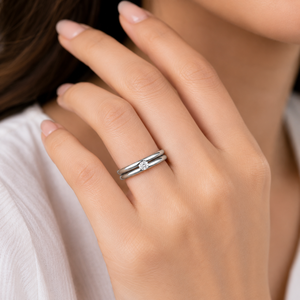 Anillo de Boda Solitario con Diamante Real de 0.10TCW |   Anillo de Compromiso de Oro Blanco Sólido de 14K para Mujer, Joyería Fina, Regalo - Product Image 3