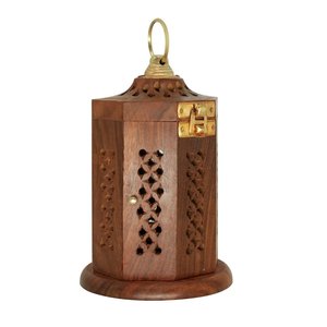 Antique Wooden Oud Burner with Metal <b>Ring</b> And Perforated Design Hanging Hook Decorative <b>Arabic</b> Home Accessory - Product Image 6