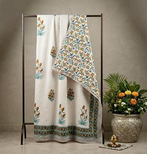 Organic Handmade Queen Floral Embroidered Reversible All-Season Cotton Quilt Blanket <b>Bedspread</b> Buy Direct From Supplier - Product Image 3