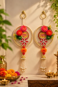 Nouveauté : Décoration murale/porte artisanale écologique traditionnelle Lotus Shubh Labh pour Diwali, Puja, décoration de la maison, cadeau pour les invités - Product Image 2