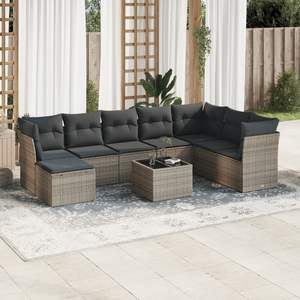 Conjunto de Sofás Modulares Grandes para Jardín, en Poliratán Gris y Acero, Muebles Modulares Elegantes para Exteriores - Product Image 1