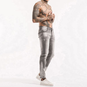 Pantalones Vaqueros de Cintura Alta para Hombre, Estilo Casual, Elásticos, Color Denim Sólido, Corte Holgado, para Otoño e Invierno, Directo de Fábrica - Product Image 6