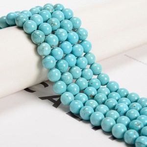 Perles rondes lisses bleu turquoise 6 mm, brin de 15,5 pouces - Product Image 1