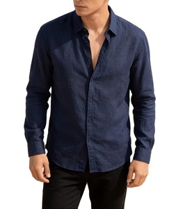 Nueva Llegada de Verano, Camisa de Manga Larga con Cuello Marinero de Lino Sólido, Estilo Americano, Casual y Minimalista para Hombre - Product Image 5
