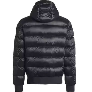 Men's Olive Green <b>Hooded</b> Puffer <b>Jacket</b> Windproof Polyester Winter Coat Zipper Closure Regular Fit Solid Color Casual Style 2026 - Product Image 5