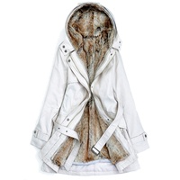 Parka longue pour femme de haute qualité avec capuche en fourrure de renard, coupe ajustée, fermeture éclair, anti-plis, vêtement d'extérieur automne-hiver, boutonnée, style sportif