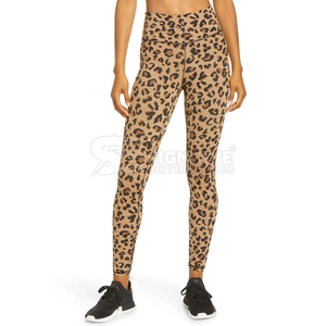 High Waist Full Length Leopard Print Knitted <b>Leggings</b> Women's Stretch Sporty Yoga Pants All Seasons Wear - Product Image 2
