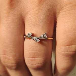 10k Lab Grown Marquise Cut Diamond Tree Leaf Band Ring For Women's 14K Solid Gold Fine Wedding Gift For <b>Girlfriends</b> - Product Image 1