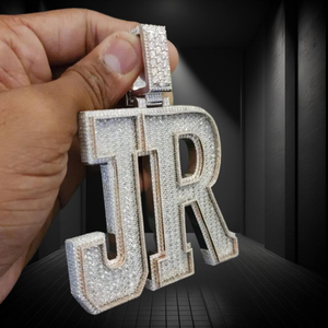 Luxury Moissanite <b>Initial</b> JR Pendant Iced Out Letter <b>Necklace</b> 925 <b>Silver</b> Hip Hop Custom Name Jewelry Gift Shine - Product Image 5