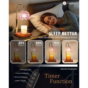 Adjustable Pink Candle Warmer Lamp with <b>Timer</b> Dimmer and Height for Birthday or Valentine's Day Great Gift for Women - Product Image 4