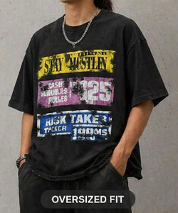 T-shirt Homme Oversize Boxy Personnalisé Imprimé DTG en Molleton Bouclette Court Effet Vieilli avec Motif Streetwear Décontracté Grammage Lourd - Product Image 3