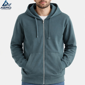 Sudadera con Capucha Azul Claro para Hombre, Cierre de Cremallera, Corte Regular, Material de Felpa, para Otoño, Diseño Tejido de Color Sólido, Económica - Product Image 1