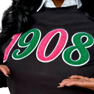 Sudadera Premium de Cuello Redondo para Mujer, Informal, de Invierno, en Felpa Verde, con Bordado de Letras Griegas - Product Image 6