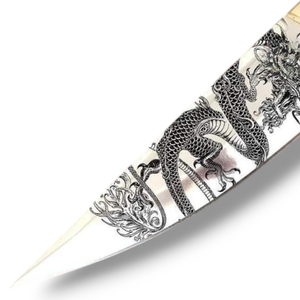 Cuchillos de Cocina Hechos a Mano con Hoja de Acero Grabada Decorativa y Mango Ergonómico Remachado para Cocina Profesional y Corte de Carne - Product Image 5