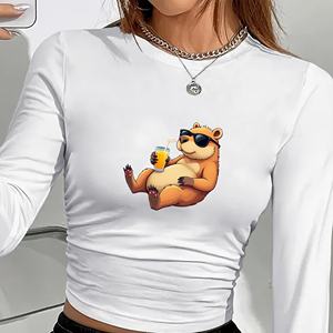 Camiseta de manga larga de moda para mujer CyP Phara Relaxed capybara with Orange Juice - Product Image 4