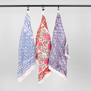 Cotton <b>Square</b> <b>Scarf</b> Luxury Fashion Floral Bandana Block Printed Hand Drawn Ethnic Breathable Hair Neck Accessory Best Summer - Product Image 1