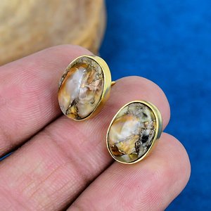 Natural Yellow Cat Eye Oval Shape Gemstone Dangle Hook Earring 18k Gold Micron Over 925 <b>Sterling</b> <b>Silver</b> - Product Image 3