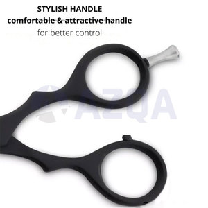 Tijeras de Peluquería de Acero Inoxidable con Recubrimiento de Color Negro, con Tornillo Ajustable y Anillo de Goma para Apoyar los Dedos - Product Image 3