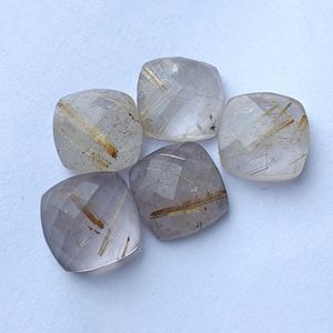 Piedra Preciosa de Rutilo Dorado Natural de Calidad, Corte Cojín, Calibrada, con Reverso Plano para Joyería - Product Image 5