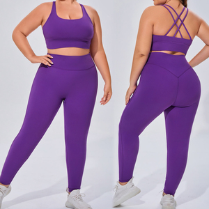2026 Women Breathable High Elasticity Yoga Wear Set XL Plus Size Push Up <b>Leggings</b> Fashion Top Four Way Stretch - Product Image 2