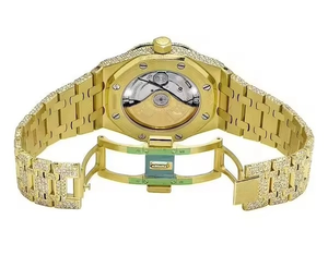 Oferta Especial: Reloj de Pulsera Automático para Hombre, Estilo Hip Hop Vintage, con Diamantes Moissanite VVS, Esfera de Acero Inoxidable en Tono Oro Amarillo - Product Image 4