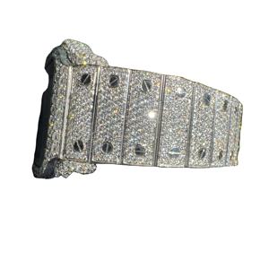 Reloj de Cuarzo con Diamantes de Laboratorio Incrustados a Mano, Reloj de Acero con Moissanita para Hombre, Movimiento de Lujo, Esfera de Cristal, Exportación al por Mayor - Product Image 1