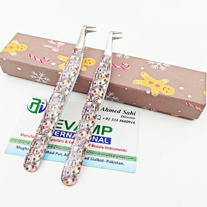 Pince à épiler professionnelle en acier inoxydable à pointe fine pour extensions de cils, Mega Lashes, thème dollar personnalisé, revêtement papier, 90 degrés - Product Image 5